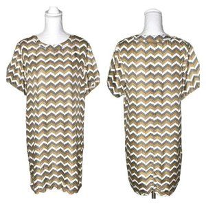 Rag & Bone 0 chevron silk shift dress gold gray